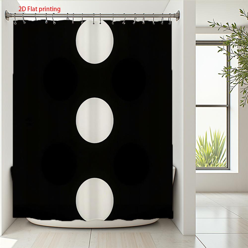 Modern Black And White Dot Shower Curtain Geometric Circle Design 2D Digital Print Polyester Bath Curtain With Hooks