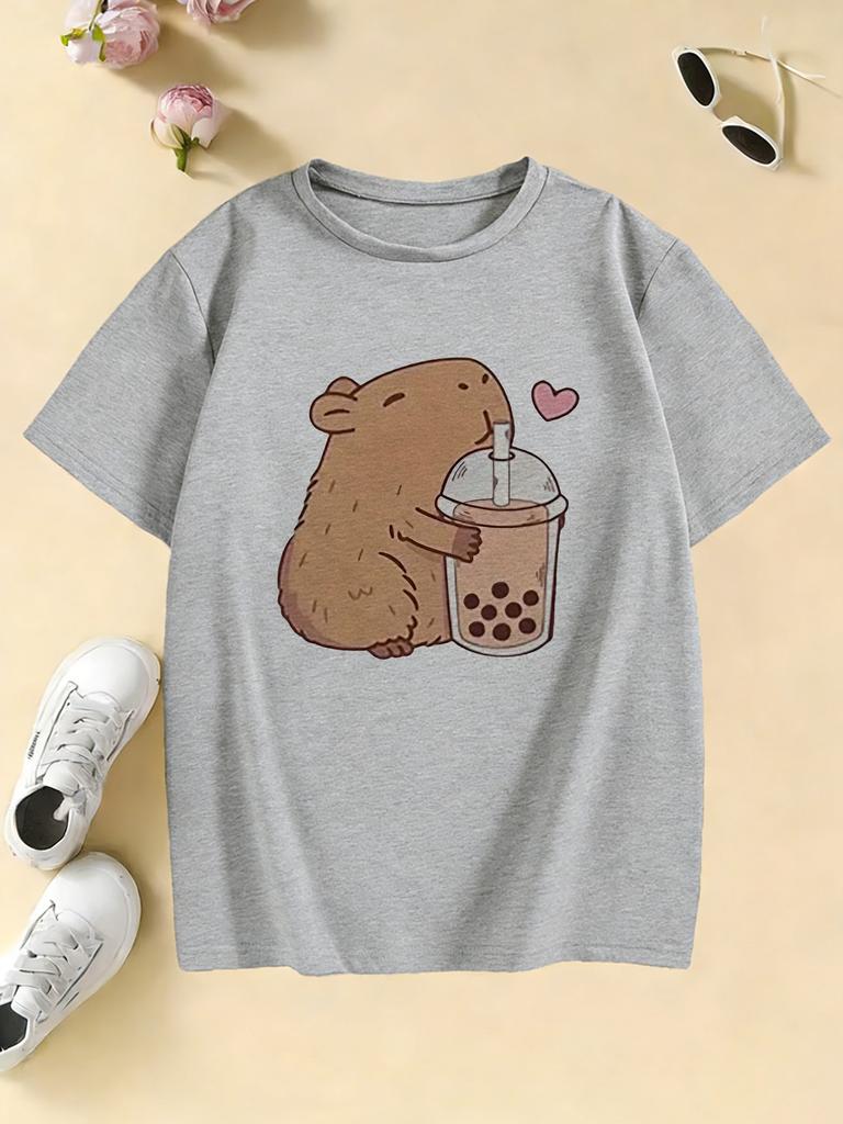 2026 Funny Capybara Lovely Design T Shirts Manga Kids Children's T-shirt Boys Girls Summer Spring Casual Top Tee