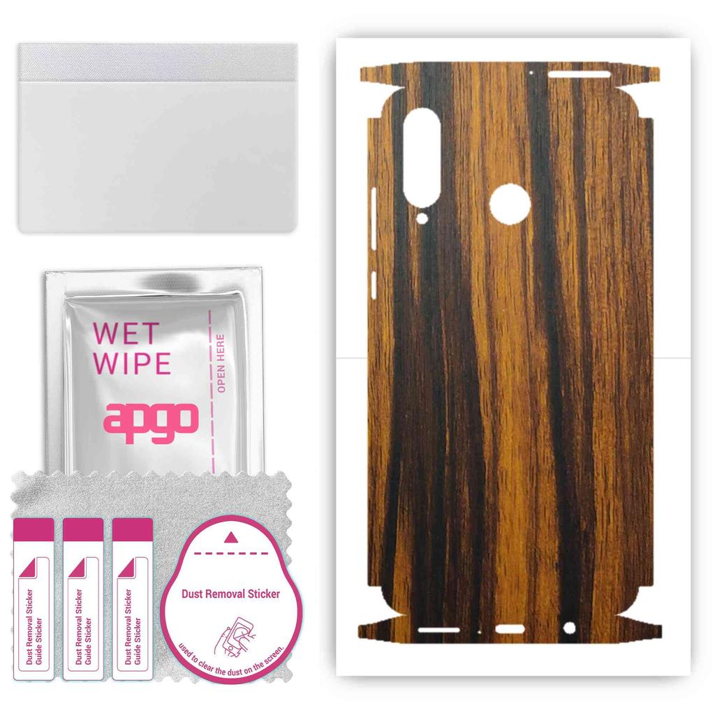 apgo Adesivo protetor para a parte traseira e laterais compatível com Huawei P30 lite New Edition, película envolvente completa, folha, vinil - Padrão Tigerwood