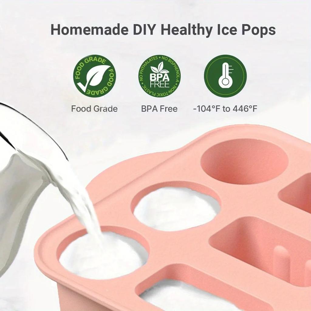 Popsicles Mold Reusable Easy-Release Silicone Homemade Maker Ice Pop Mold Trays with 50 Popsicle Sticks Summer Gifts