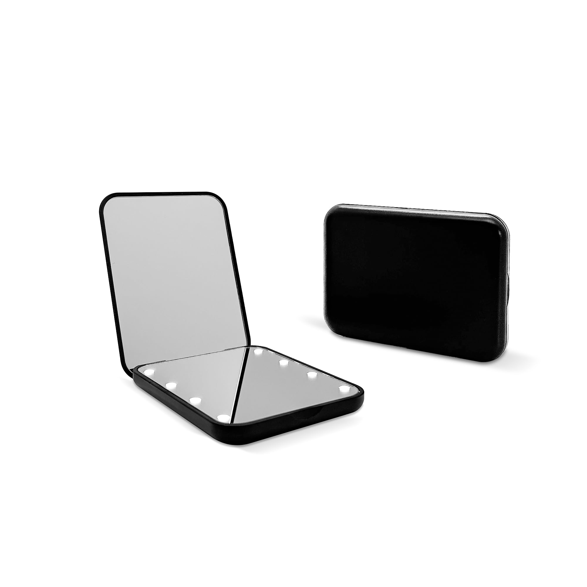 

SNOWFLAKES Pocket Magnification LED Compact Travel Makeup Mirror with Wallet Double Gift Small Lighted Mirror, 1x/3x Light, Sided, Portable, Foldable, чёрный