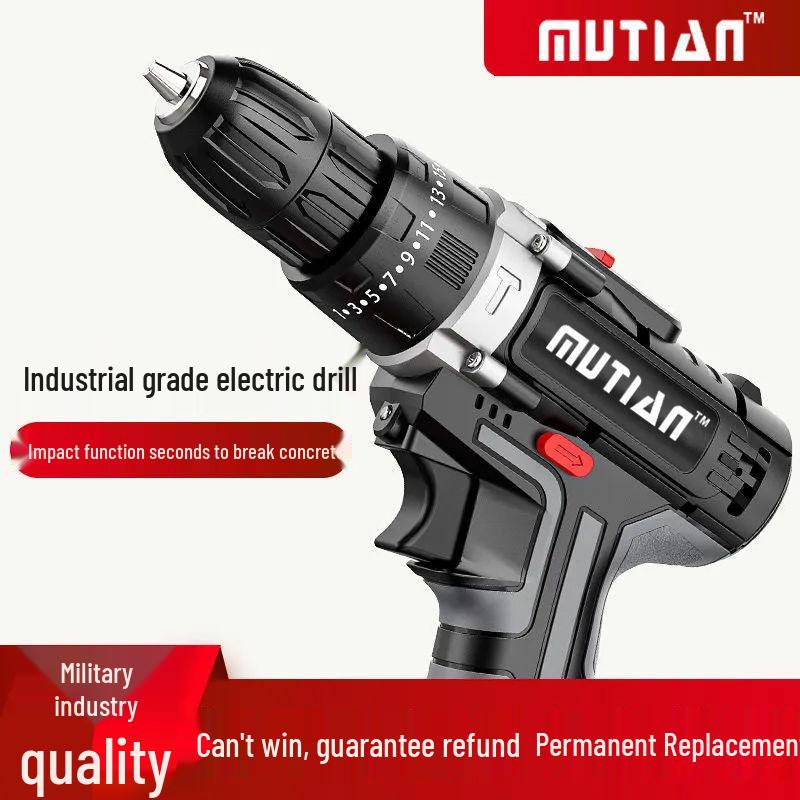 Industrial Ultra-High Power Dual-Speed Electric Drill with Lithium Battery & Multi-Function Impact & Screwdriver Capabilities