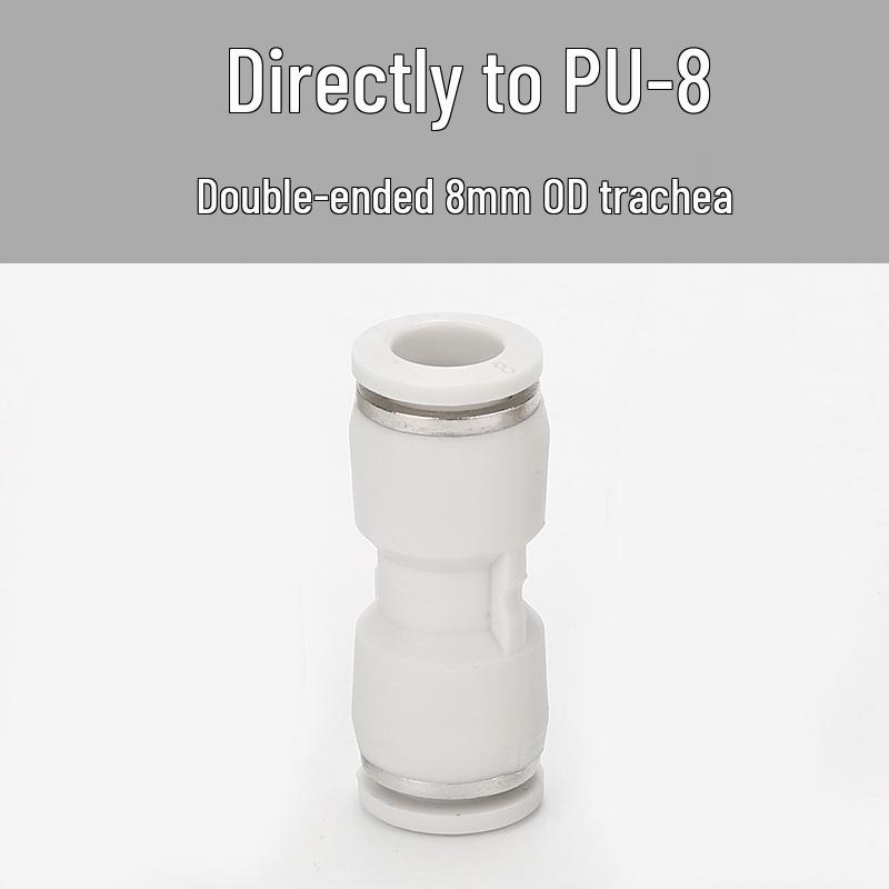 Straight Quick Push-In Pneumatic Air Tube Connector, PU Sizes 6-16, Plastic Two-Way Joint