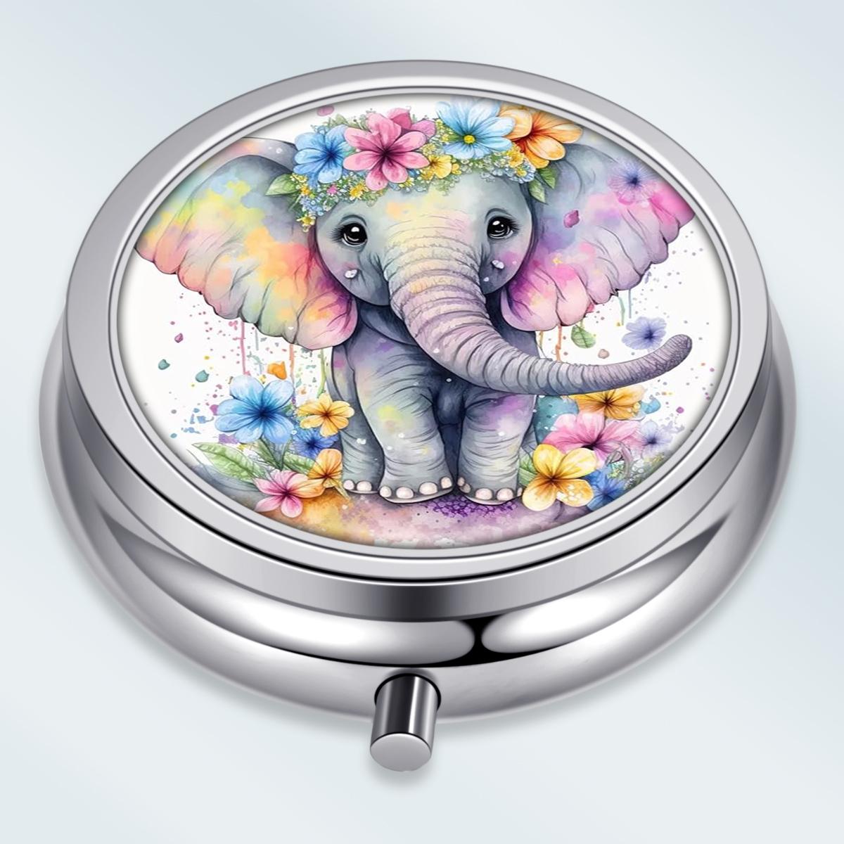 

Portable Pill Box with 3 Compartments, Mini Metal Medicine Organizer Case, Cute Printed Pill Container for Vitamins, Pills, Jewelry, Travel, Daily Use