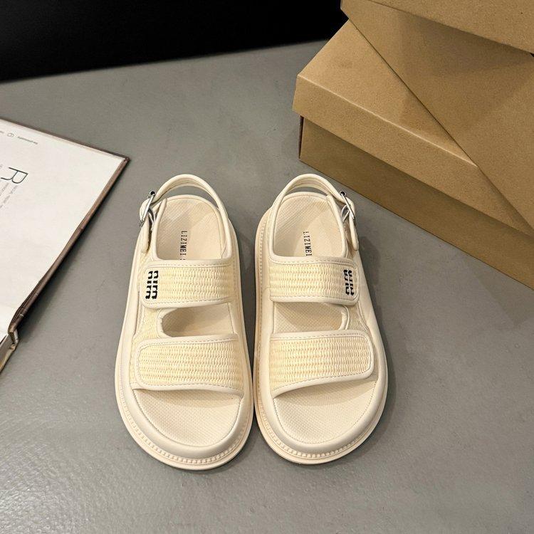 

Sandals women s 2025 summer new high-end thick-soled Velcro casual versatile outer wear with skirt beach sandals 35 белый