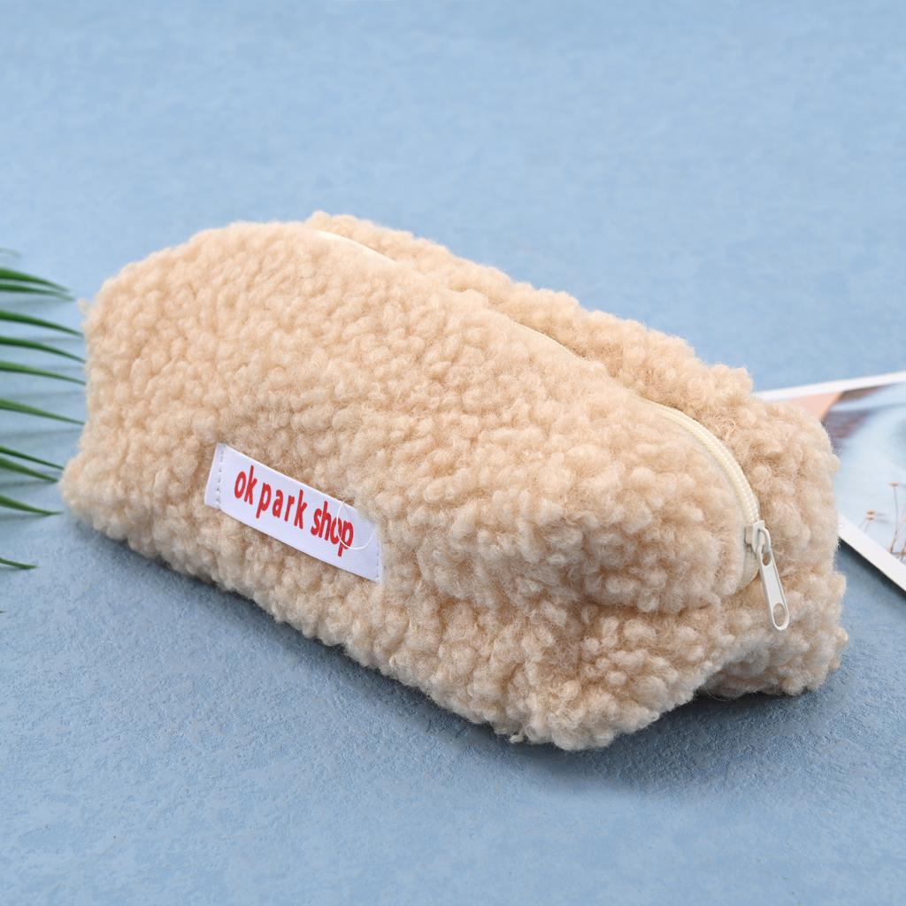 Cute Lamb Hair Pencil Bag Travel Cosmetic Make Up Organizer Large Capacity Zipper Soft Pen Case Stationery School Supplies