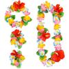 4 Pieces Hawaiian Leis Set Green Red Luau Leis Hawaiian Flowers Leaves Wreath Garland Tropical Floral Accessories for Hawaiian Luau Party Wedding