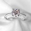 S White Gold-Color Ring Ladies Exquisite Simple Model Four Claws With Solder Glass Diamond Live Mouth Copper Alloy Jewelry