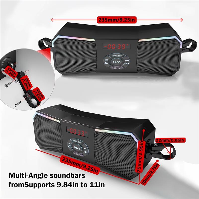 Wytrzymały, terenowy motocyklowy system stereo 12V montowany na kierownicy, głośniki bezprzewodowe z funkcjami USB i AUX-In