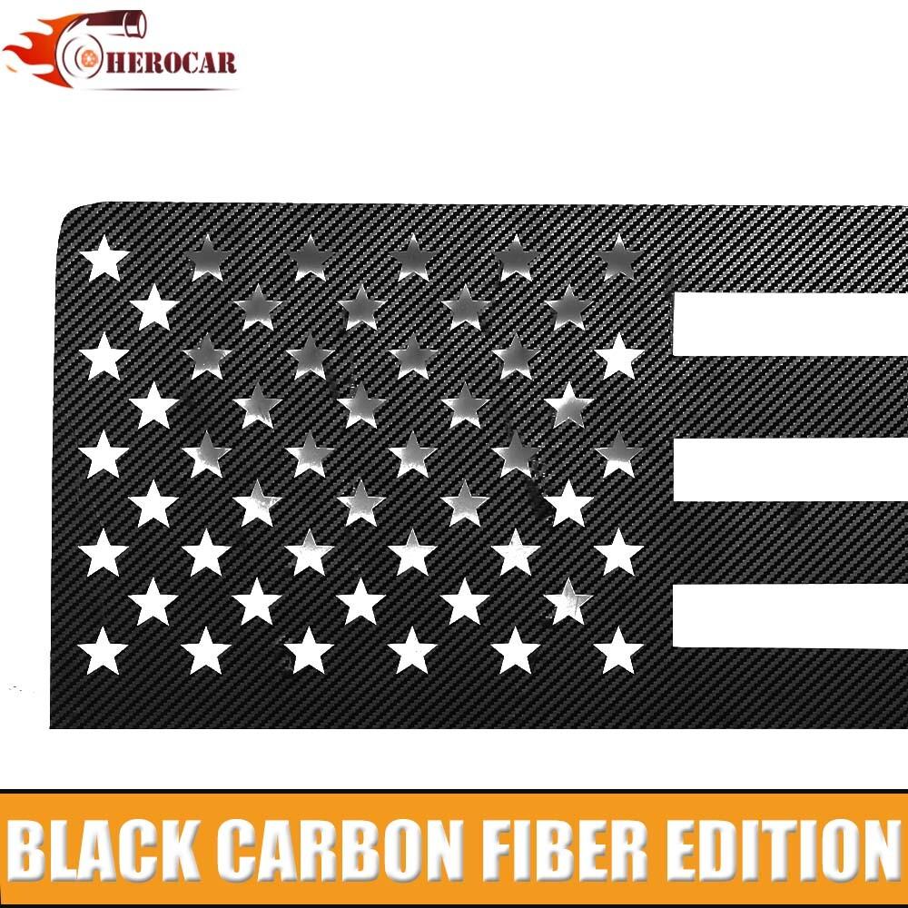 For + Dodge RAM 1500 Carbon Fiber Rear Window Side Trim Stickers US Flag