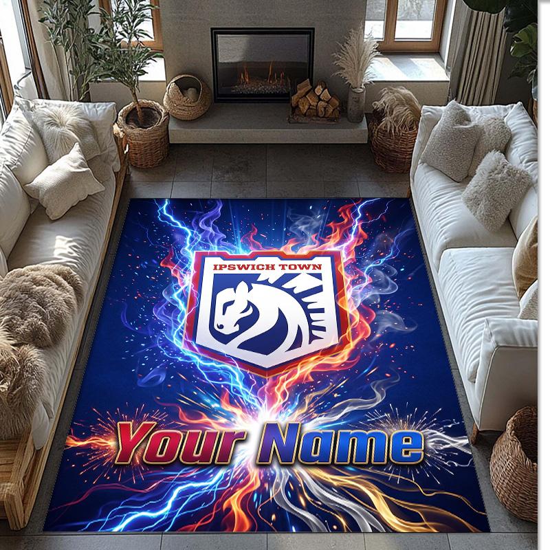 Ipswich Town Printed Crystal Velvet Rug Non‑Slip Crystal Velvet Carpet For Sofa Bedroom Indoor Home Decoration
