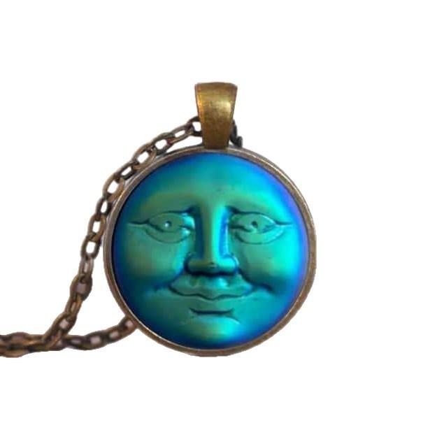Moon Face Necklace With Geometric Pendant For Astronomy Lovers And Giftgiving