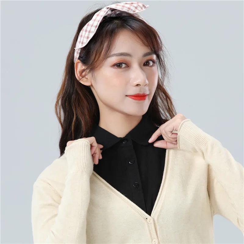 Perfect Match Women Cotton Fake Collars Black Solid Color Blouse Half Shirt Top Detachable Collar Femme Removable False Collars Accessory