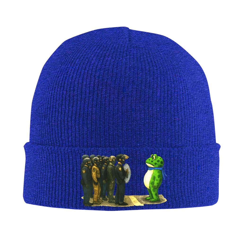 Portland Frosch Aktivist Portland Frosch Protest Mützen Beanie Hüte Frühling Grafik Schädelmützen Beanies Lässig Unisex Kpop Warme Mütze