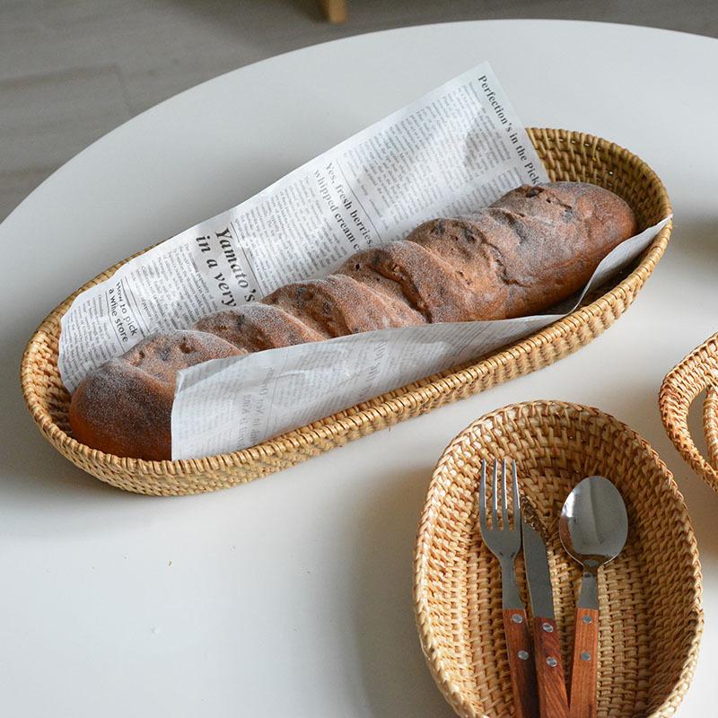 Nordic Rattan Woven Basket for Fruit, Bread, Snacks, and Decorative Use