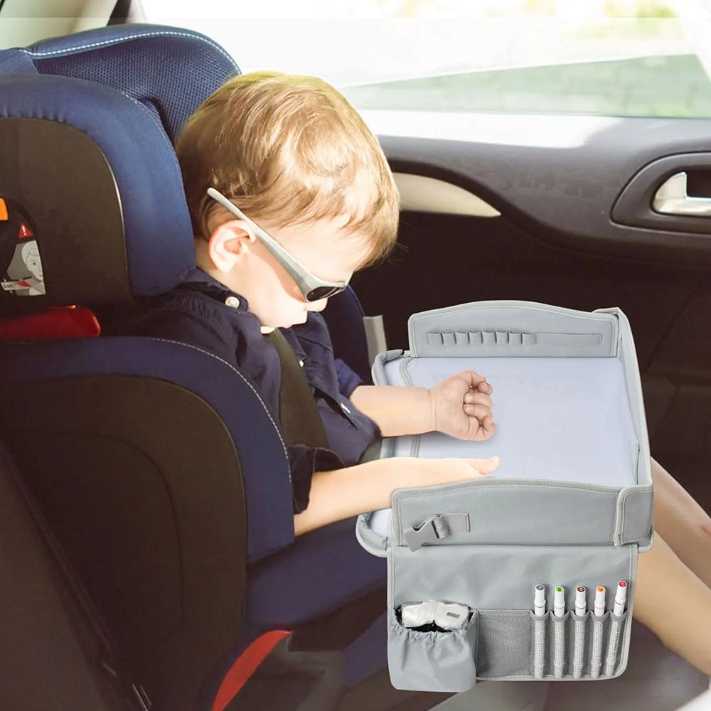 

Kids Car Seat Lap Desk Oxford Cloth Travel Tray Drawing Writing Table for Children Type A