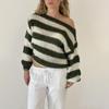 European & American Winter Women's Round Neck Striped Loose Knit Sweater - Versatile Long Sleeve Style