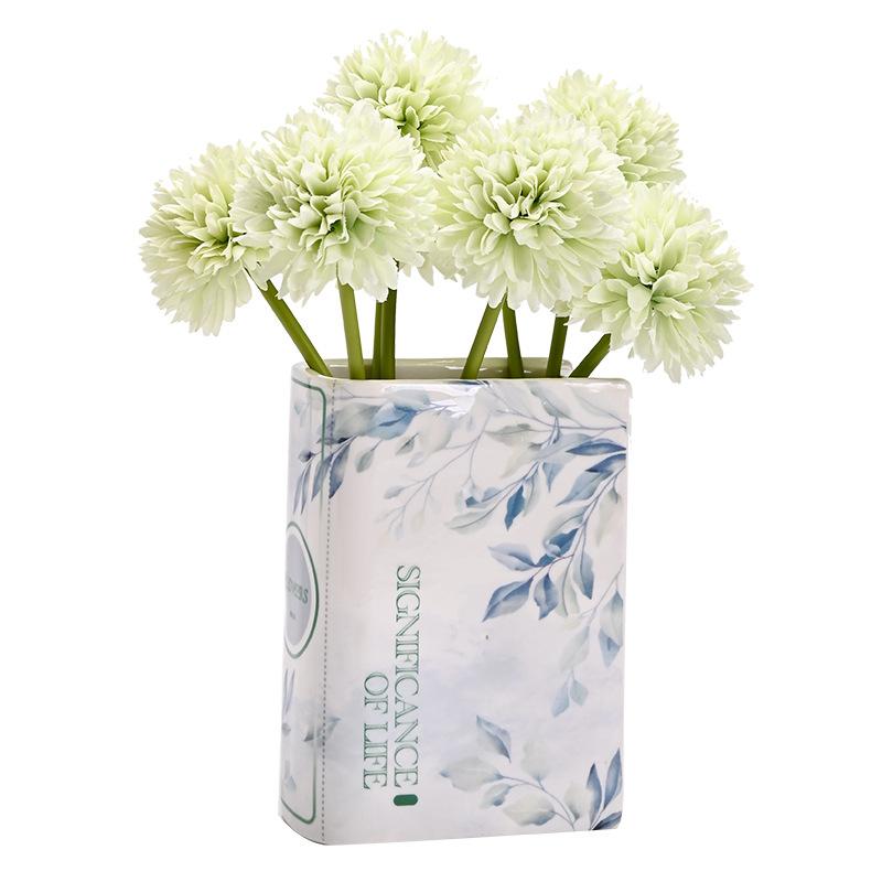 European Ceramic Book Vase Creative High-end Flower Arrangement Container Living Room Office Desktop Book Vase Home Decoration