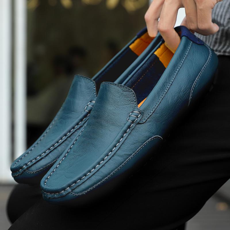 Broken size breathable casual leather shoes soft leather soft sole Doudou shoes overfitting lazy shoes