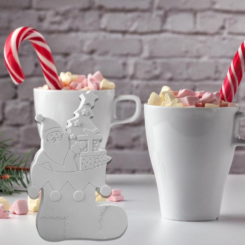 Christmas Stocking Silicone Mould Chocolate Fondant Silicone Mould with Christmas Tree Santa Pattern for Epoxy Resin