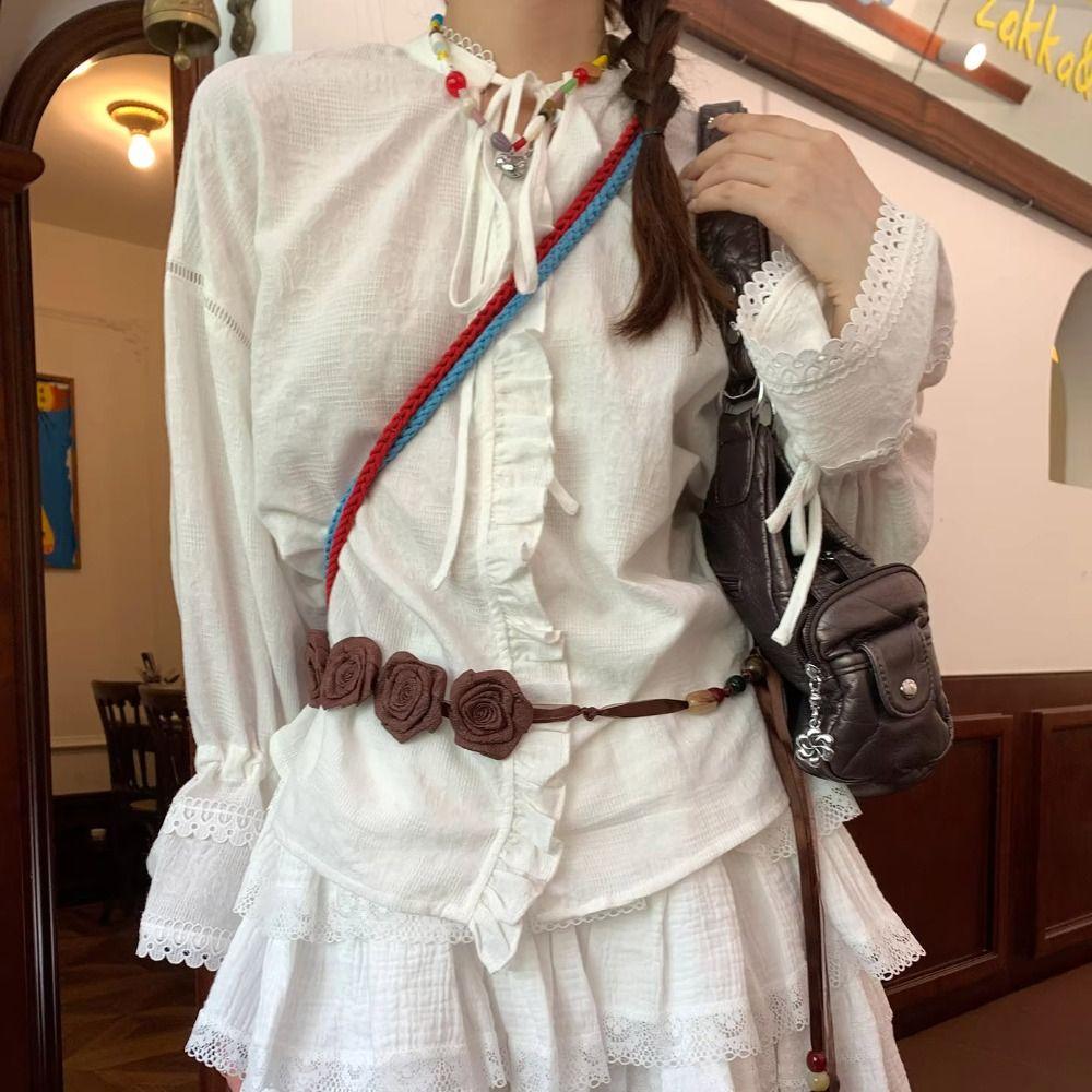 Bead Dress Waist Chain Rose Ethnic Style Bead Waist Belt Bohemian Floral Waist Rope Daily