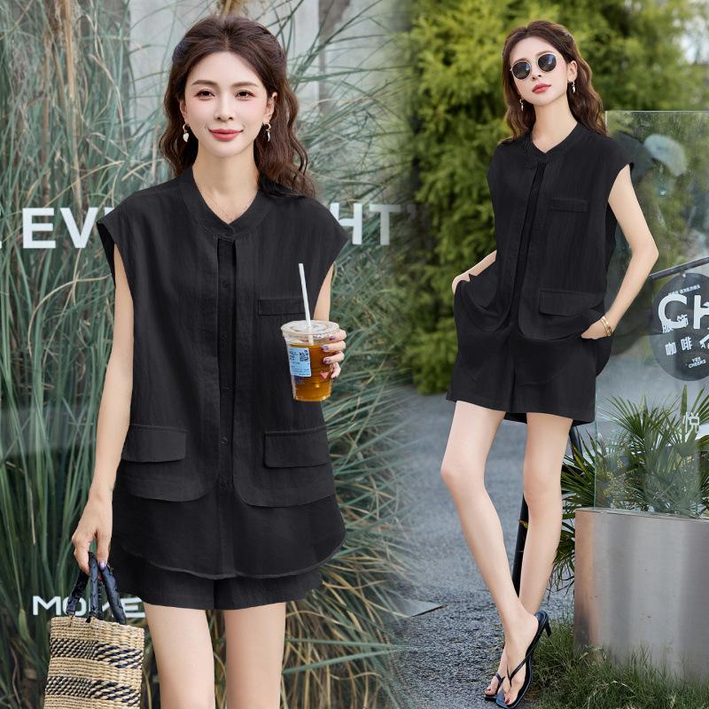 

Модный красивый шортовый костюм женский летний новый с чувством дизайна маленький модный двухпредметный комплект XL