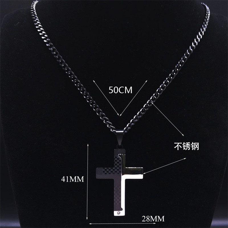 316L Stainless Steel Splice Cross Pendant Chain Necklace For Men Zircon Religion Protect Accessories