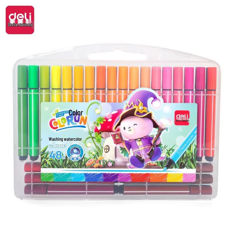 Deli Washable Triangular Watercolor Pens for Kids