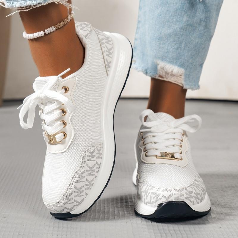 Spring/autumn New Mesh Breathable Comfortable Flat Vulcanized Shoes Round Toe Lace-up Fashionable Casual Women's Sports Shoes