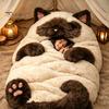 Plush Sleeping Sack Cat Envelope Bag, Winter Slumber Bag for Men Women, Lightweight Animal Nap Mat Home Travel Traveling