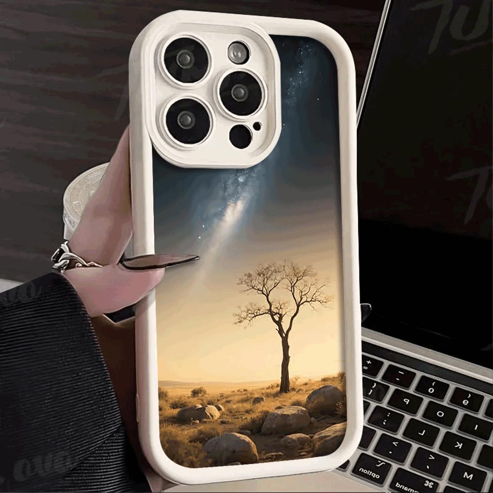 Shockproof Phone Case For Xiaomi Redmi Note 14 13 12 11 10 9 8 7 Pro/Plus Anti-Drop Protect Lonely Starry Sky Tree Protect Cover