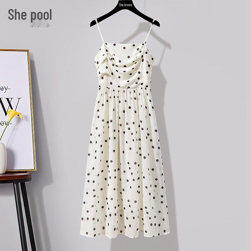 Женское французское элегантное миди-платье-камзол в горошек Tachi XL