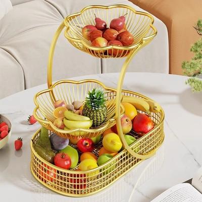 Cesta de Frutas de Metal con Niveles Huecos Estante Expositor de Snacks Uso en Hogar y Oficina
