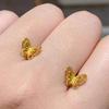 Ancient Gold Double-Layer Butterfly Stud Earrings for Women, Chinese Style Fairy Jewelry, 2025.