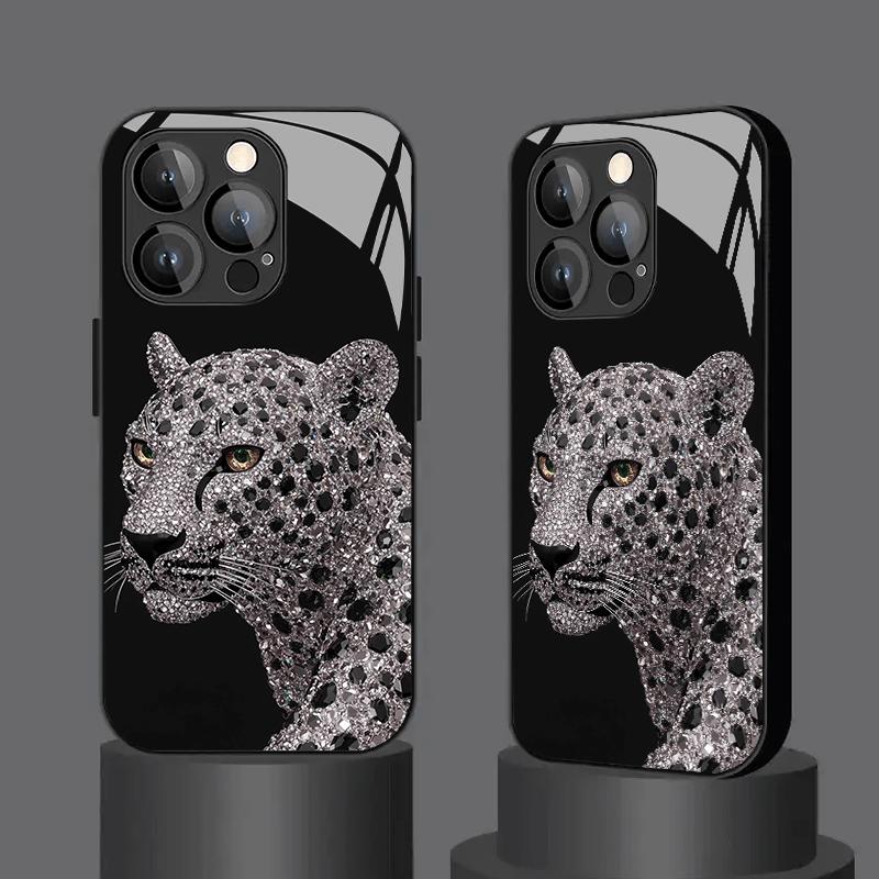 Gorgeous Cheetah Creative Tempered Phone Case Suitable for iPhone 17 16 15 14 13 12 11 Pro/Max/Plus Anti Drop and Anti Shock