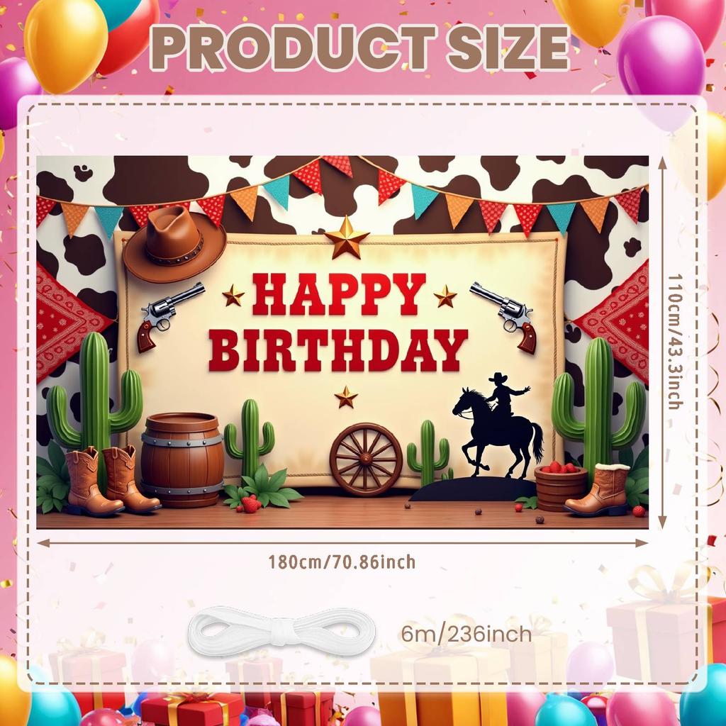 Rodeo Birthday Banner Cowboy Riding  Rodeo Party Display Wild West Birthday Banner Gold Star Embellishment