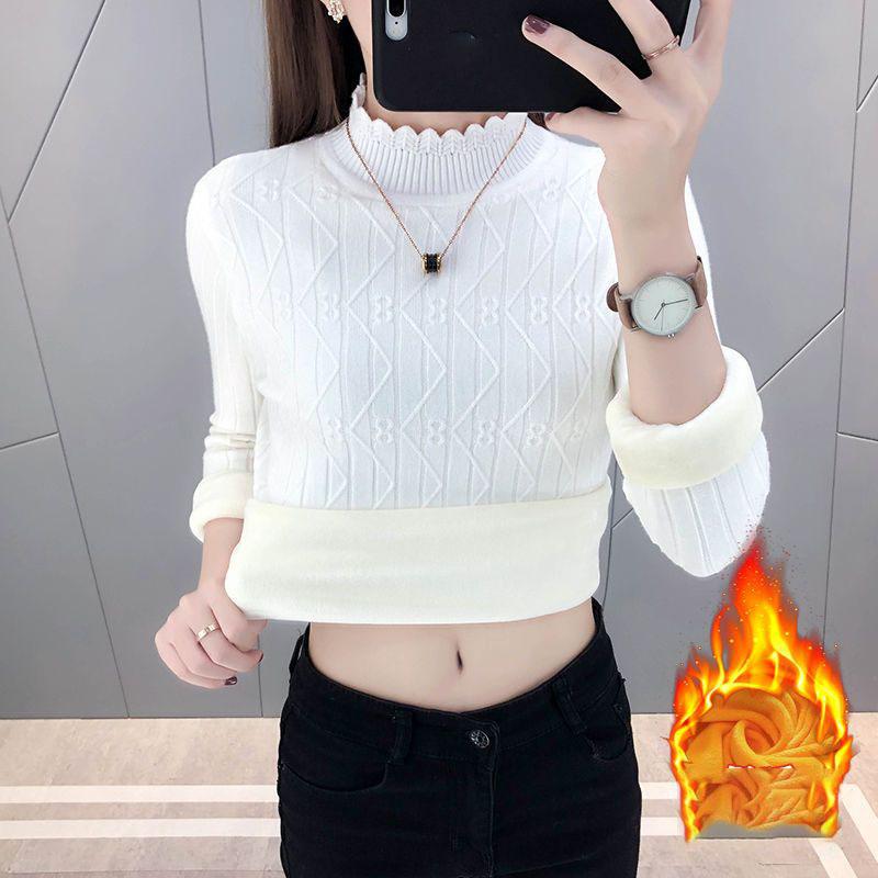 Женский свитер осень-зима женский свитер с длинными рукавами водолазка облегающий женский XXXL белый 2098₽