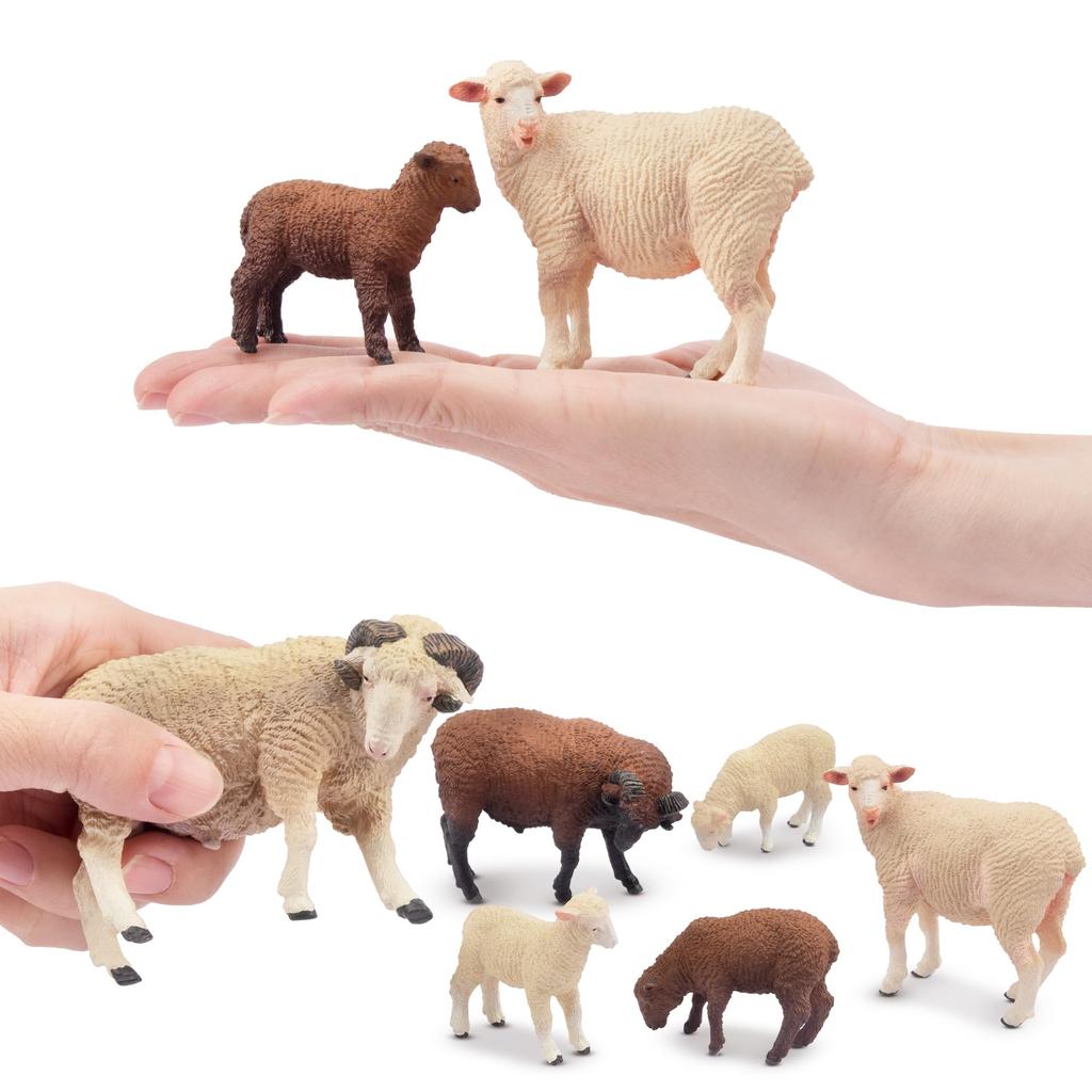 TOYMANY 8-Piece Farm Animal Figure Set, Sheep Figures, Sheep Family Set, Sheep Model, Parent and Child, Realistic Animal Model, Popular Animal Toy,