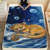 1PC Watercolor style Print FlAannel Blanket, High quality Comfortable for All Seasons, Home Decor, Warmth and Comfort