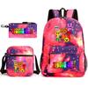 3 Piece School Backpack Set for Students Large Capacity Oxford Cloth Schoolbag with Shoulder Strap and Pencil Case