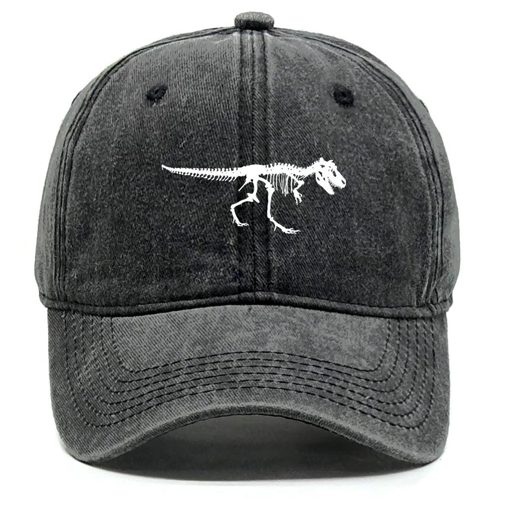 Skeleton Dinosaur Print Baseball Cap Adjustable Snapback Sun Cap Animal Sports Hat Retro Protective Hat for Men Women
