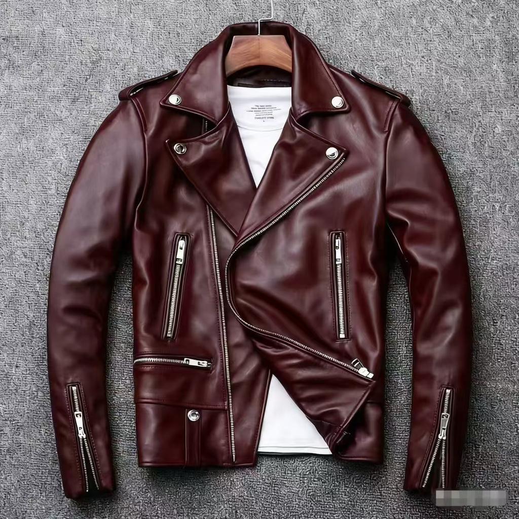 New Spring and Autumn Locomotive Men's PU Leather Jacket Regular Slim-fit Large Size Men's Leather Jacket European Station