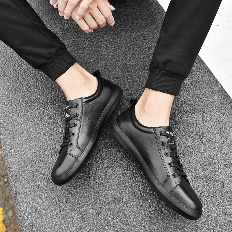 Pánské ležérní šněrovací tenisky, módní a pohodlné tenisky Ležérní pánská obuv z pravé kůže