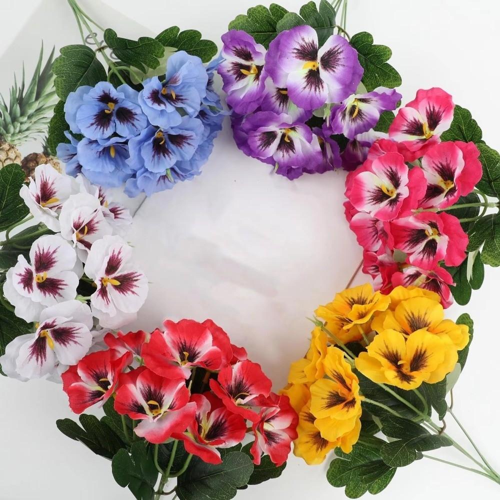 Flowers Bundle Fake Flowers Reusable Faux Pansy Flowers Artificial Pansy Flowers  Home Decoration