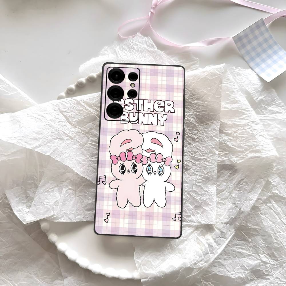 Cute E-EstherS Bunny Rabbit Phone Case For Samsung S 24 Fe 25 Ultra Plus 20 Lite 21 30 22 23 24 22 Ultra 5G Fundas