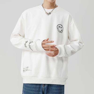 Camiseta de manga comprida masculina tamanho grande com capuz masculino primavera e outono nova marca de moda estampada instagram solto casual sub-casaco camisa masculina