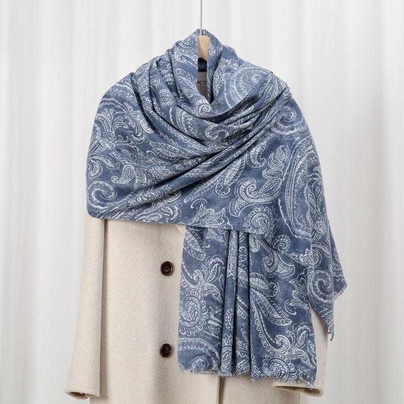 

Cashew Phoenix Tail Skin-friendly Fleece Skin-friendly and Warm Imitation Cashmere Printed Scarf Cashew Phoenix Tail Simple and Versatile Shawl 88*180cm чорний