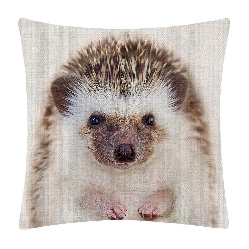 Bunny Donkey Fox Deer Hedgehog Bear Cock Duck Hippo Animals Posters Cushion Cover Decorative Pillows For Sofa Home Decor