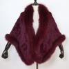 Women Real Rabbit Fur Shawl Scarf With Fox Fur Collar Winter Warm Knitted Rabbit Fur Poncho Girls Party Fashion Accessories