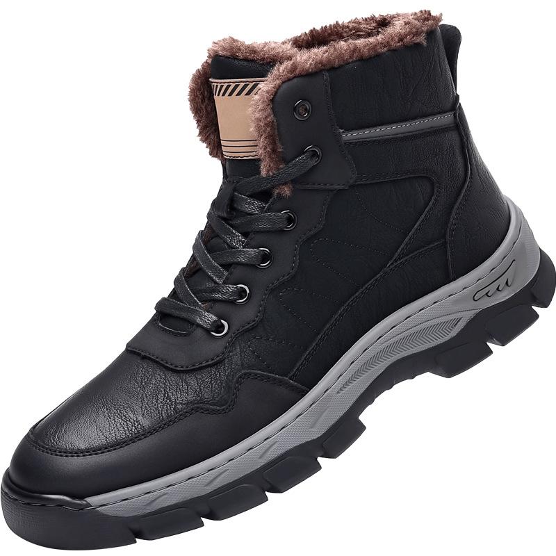 

2025 Зимняя теплая обувь Plus Velvet с высоким берцем для отдыха на открытом воздухе, модная мужская обувь, хлопковая обувь, мужские противолыжные ботинки, размер 38-44 38